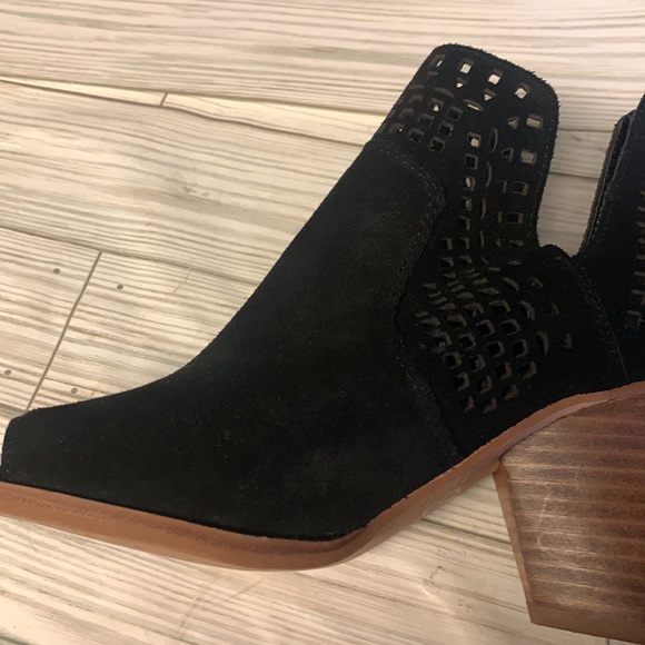 Gianni Bini Booties Heels Black Leather Suede Women’s Sz 7 1/2 - Picture 6 of 9